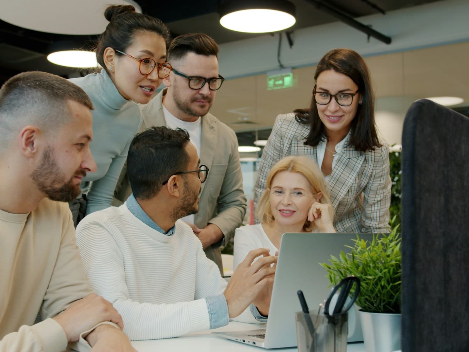 Software development team collaborating